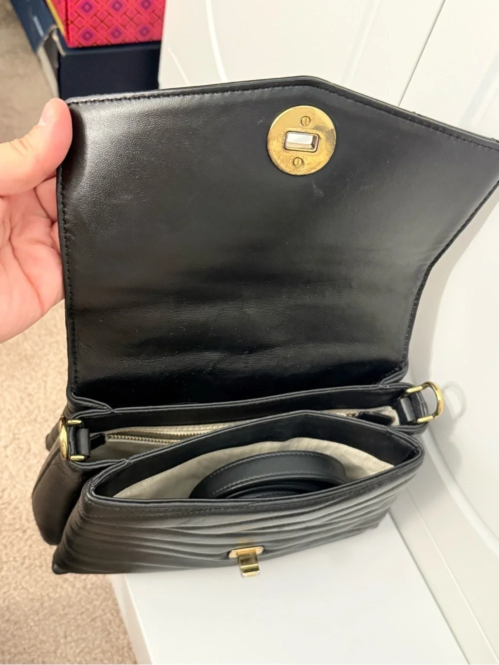 Tory Burch Kira Black Quilted Top-Handle and Crossbody Women's Bag